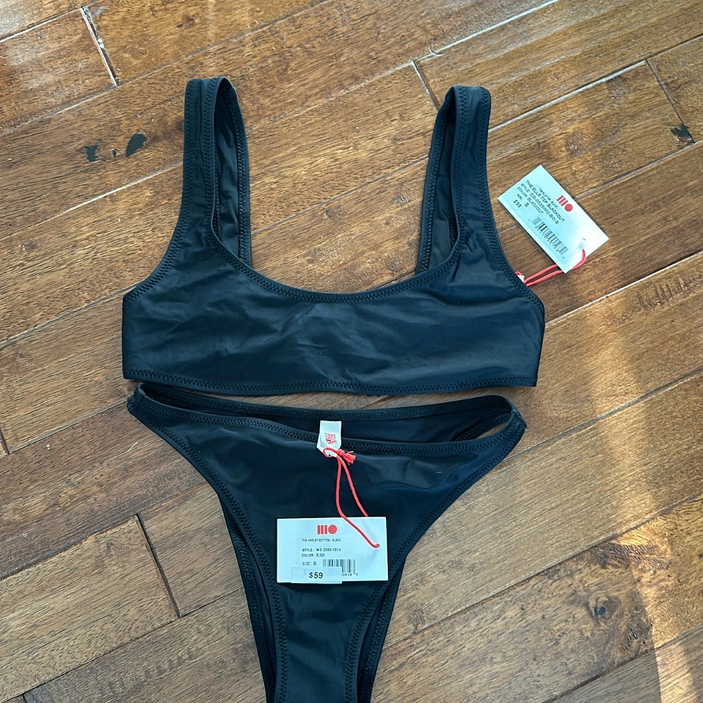 Solid & Striped Black Bikini Set - image 1